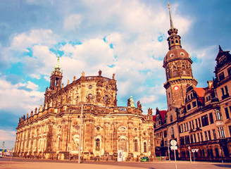 Catholic Court Church (Katholische Hofkirche) in the center of old town in Dresden, Germany, Europe