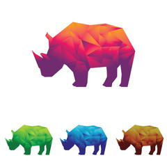 Rhino Rhinoceros Low Poly Polygon Silhouette Symbol