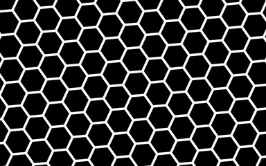 White honeycomb on a black background. Isometric geometry. 3D illustration