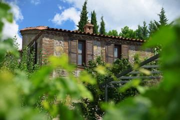 Typical Beautiful aegean Architecture Zeytinbagi Otel in Camlıbel Village at Edremit, Balikesir