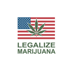 illustration of marijuana or cannabis leaf on usa flag