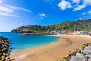 Fotobehang Machico bay, famous beach of Madeira island in Portugal © cristianbalate