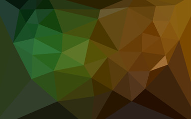 Dark Green, Yellow vector polygon abstract layout with a heart in a centre.