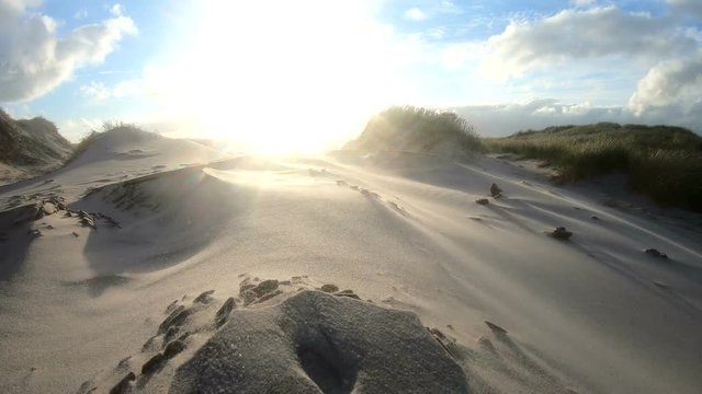 Sandsturm an der d&auml;nischen Nordseek&uuml;ste, D&uuml;nenlandschaft, D&uuml;nenbildung, Wanderd&uuml;nen