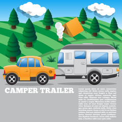 Obraz premium Camper trailer. Side view. Vector illustration.
