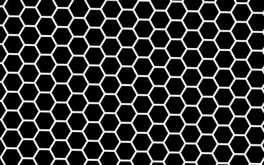 Fototapeta premium White honeycomb on a black background. Isometric geometry. 3D illustration