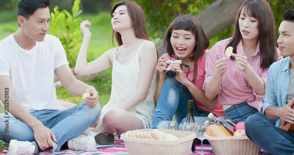 Poster people happy at a picnic