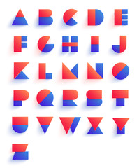 Colorful geometric font design. Abstract modern lettering. Vector alphabet set.