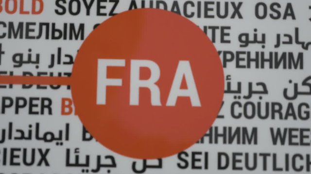 FRA, Frankfurt, Abbreviation Behind Motivational Phrases Written in Different Languages