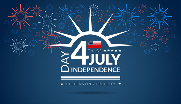 Happy 4th of July Independence Day USA blue background with the United States flag and 4th of July typography - vector