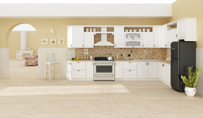 Kitchen interior 3D rendering