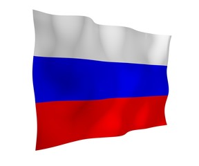Waving flag of the Russian Federation. The National. State symbol of the Russia. 3D illustration