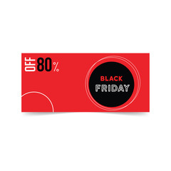 Black and red banner design. Black Friday sale poster. Sale voucher. Gift card. Facebook banner. Vector Illustration