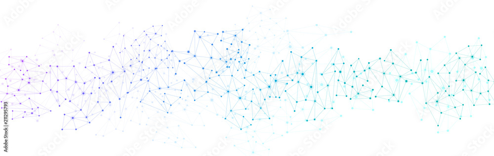 Wall mural white global communication banner with colorful network.