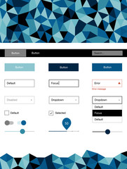 Light BLUE vector ui kit in polygonal style.