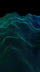 Abstract landscape background. Cyberspace grid. Hi-tech network. Vertical image orientation. 3D illustration