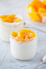 Cups Of Yogurt With Poached Peach