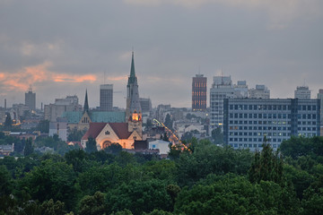Łódź, Polska -widok na miasto.