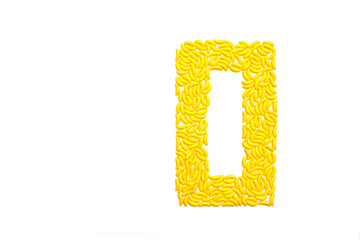 Number zero made from banana candy