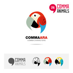 Ara parrot bird concept icon set and modern brand identity logo template and app symbol based on comma sign © Guantanamera