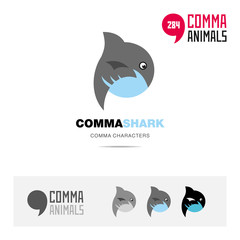Obraz premium Shark animal concept icon set and modern brand identity logo template and app symbol based on comma sign
