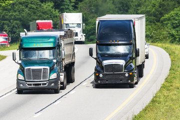 Heavy Truck Traffic On Interstate Highway