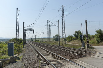 Rail-train infrastructure near village Vakarel, situated in the Sredna Gora mountain,  Ihtiman, Bulgaria 