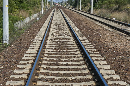 Rail-train infrastructure near village Vakarel, situated in the Sredna Gora mountain,  Ihtiman, Bulgaria 