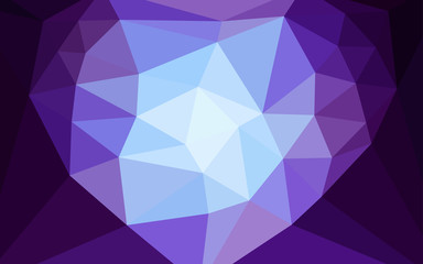 Fototapeta premium Dark Pink, Blue vector polygonal pattern with a heart in a centre.
