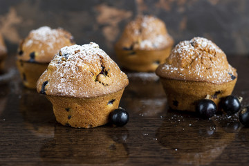 cupcake with berries close-up on table