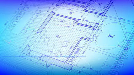 vector architectural plan - abstract architectural blueprint of a modern residential building / technology, industry, business concept illustration: real estate, building, construction & architecture