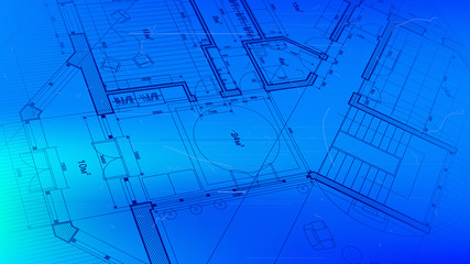 vector architectural plan - abstract architectural blueprint of a modern residential building / technology, industry, business concept illustration: real estate, building, construction & architecture