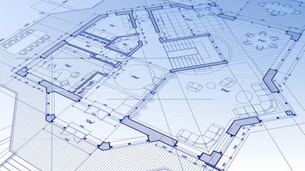 vector architectural plan - abstract architectural blueprint of a modern residential building / technology, industry, business concept illustration: real estate, building, construction & architecture