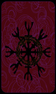 Tarot card back - symbolic composition. Uroboros. Serpent or dragon eating its own tail