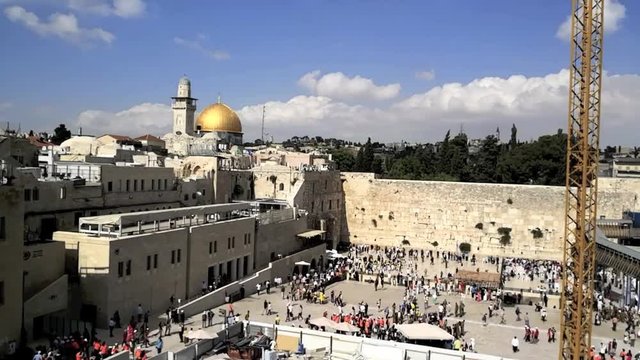 Klagemauer  Betende in Bewegung, Zeitraffer Time Lapse am Tag mit 30 fps und HD 720p, Jerusalem Israel