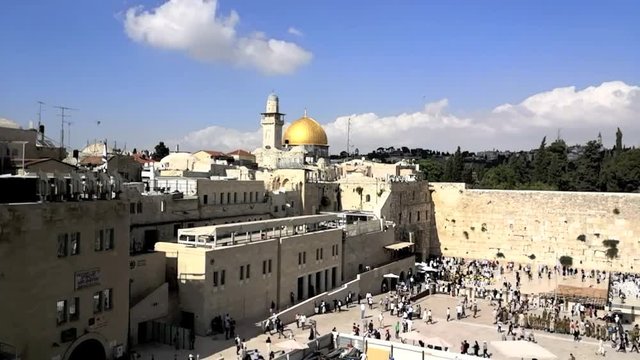 Klagemauer  Betende in Bewegung, Zeitraffer Time Lapse am Tag mit 30 fps und HD 720p, Jerusalem Israel