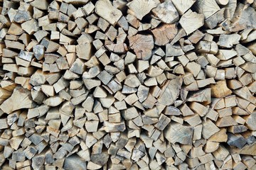 Wooden texture-shattered axe of firewood