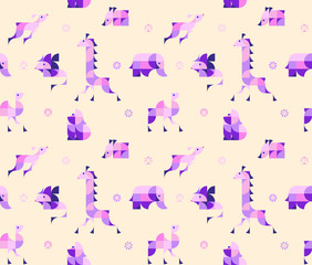 Nursery Childish Seamless Pattern Background with african animals. Decorativ Style Trendy Textile, Wallpaper, Wrapping Paper, Kids Apparel Design. Vector illustration.