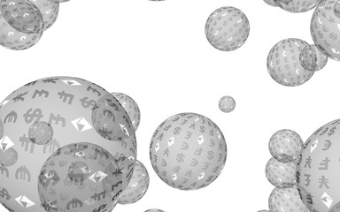 Bitcoin economic financial bubble. Cryptocurrency 3D illustration. Digital white background. Business concept.