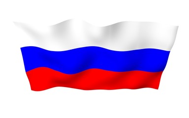 Waving flag of the Russian Federation. The National. State symbol of the Russia. 3D illustration