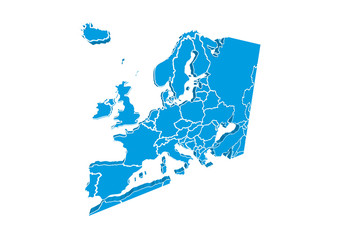 Mapa azul de Europa.