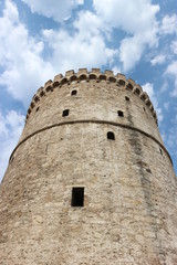 Fototapeta na wymiar White tower in Thessaloniki, Greece (closeup)