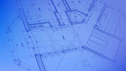 vector architectural plan - abstract architectural blueprint of a modern residential building / technology, industry, business concept illustration: real estate, building, construction & architecture