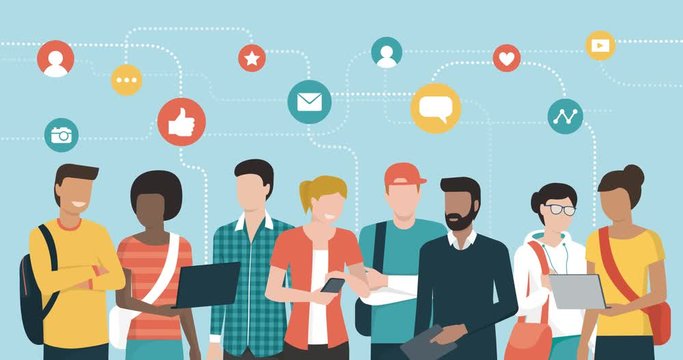 Young people social networking and connecting together online