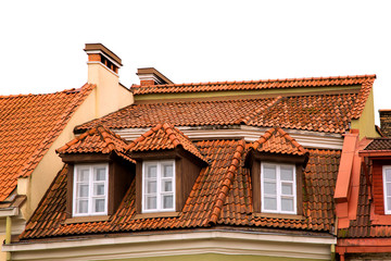 The roof of the old red-tile house. Vilnius. Lithuania