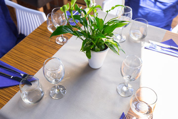 White dining table setting