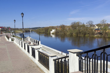 Embankment of the Dnieper in the center of Smolensk, Russia.