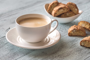 Cup of coffee with cantuccini