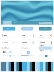 Light BLUE vector web ui kit with lamp shapes.