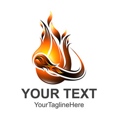 Fire logo Template. 3d Logo Template. Easy to edit, change size, color and text.